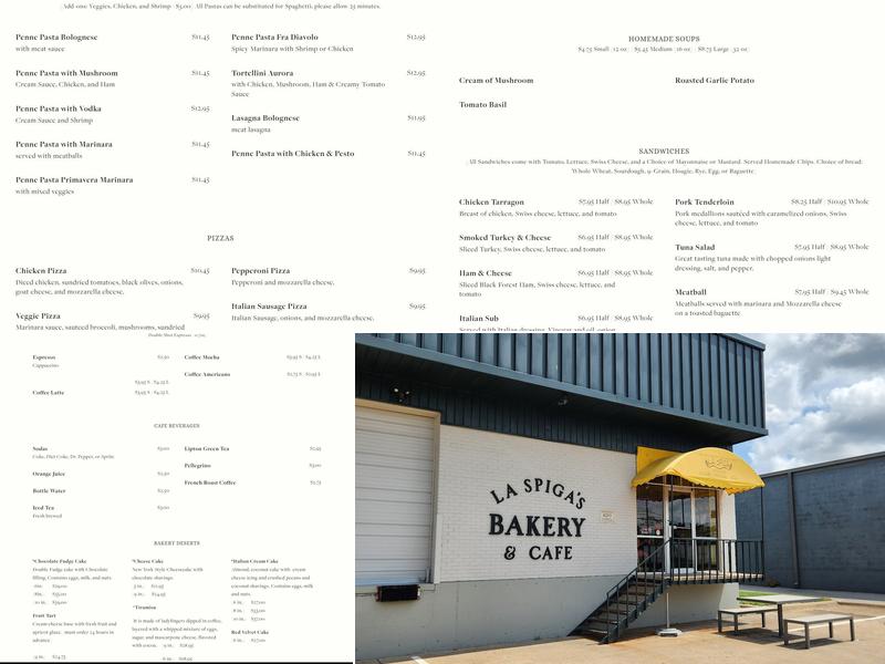 La Spiga Bakery Menu