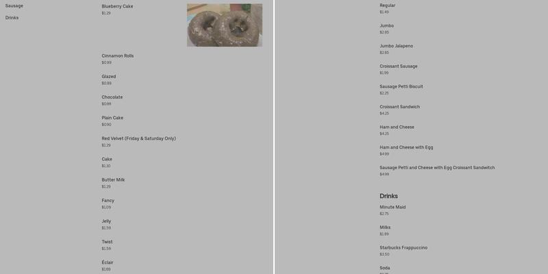 Donut Express Menu