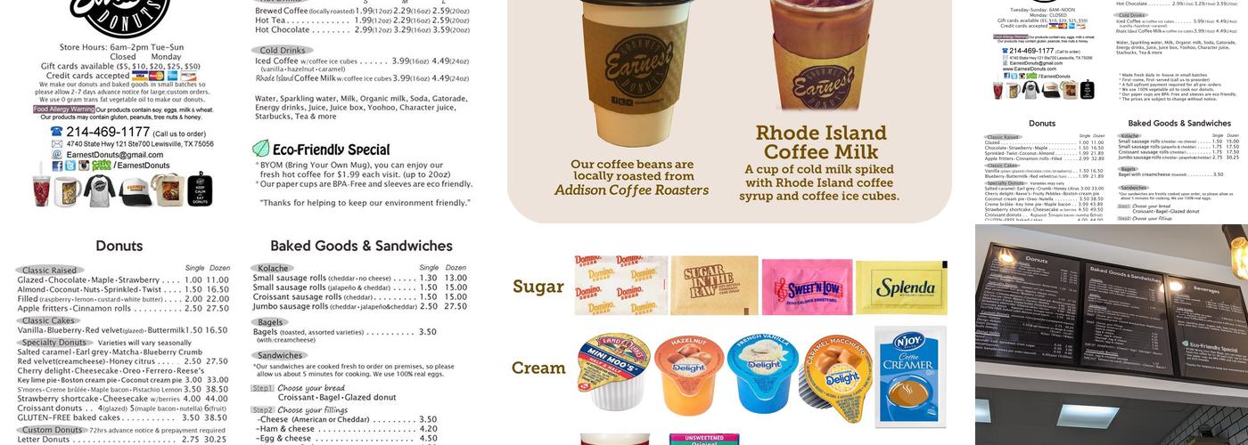 Earnest Donuts Menu
