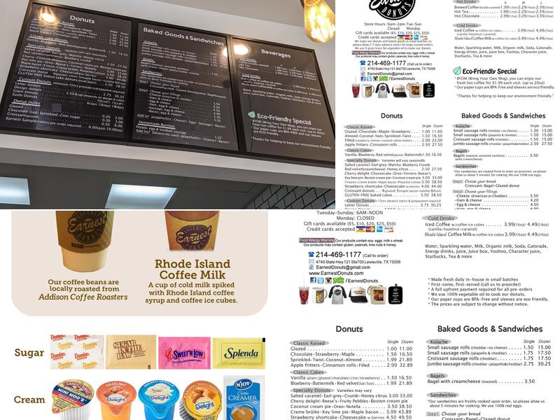Earnest Donuts Menu