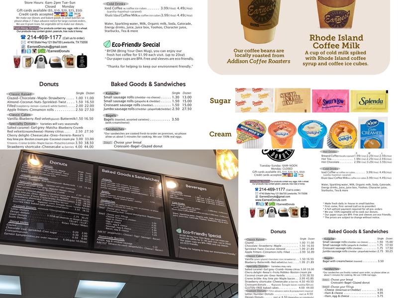 Earnest Donuts Menu