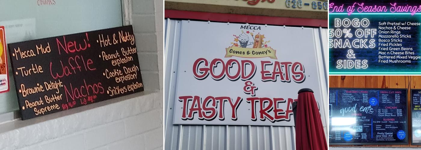 Mecca Cones & Coneys Menu