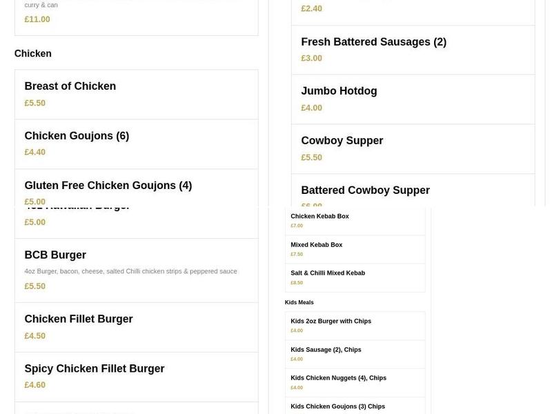 Mollie’s Takeaway & Diner Menu