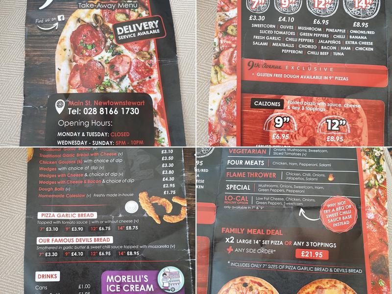 9th Avenue Pizzeria - Newtownstewart Menu