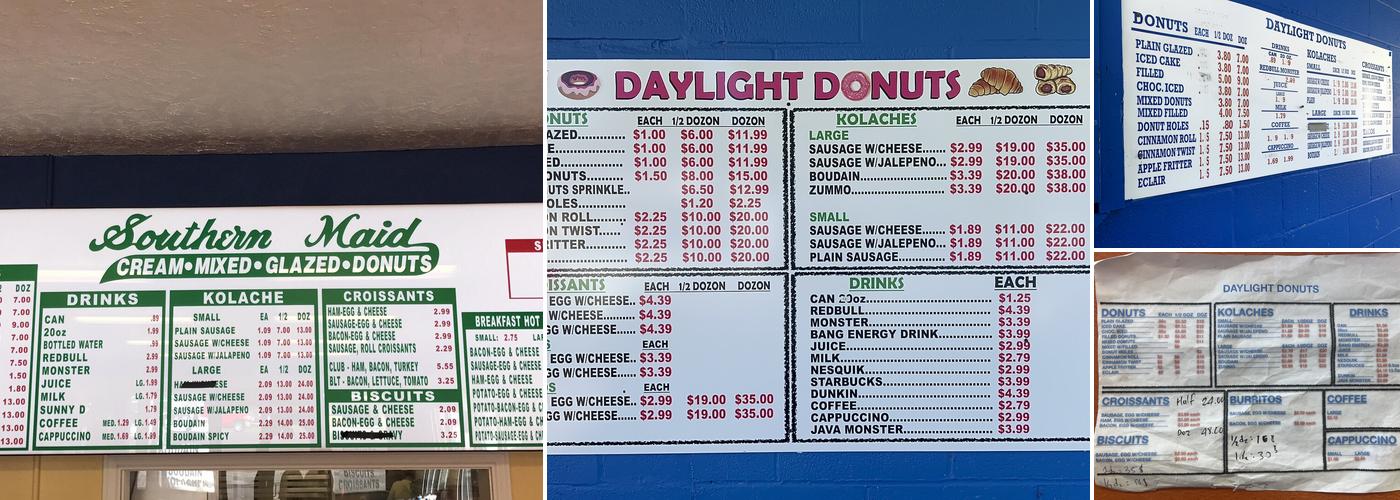 Daylight Donuts Menu