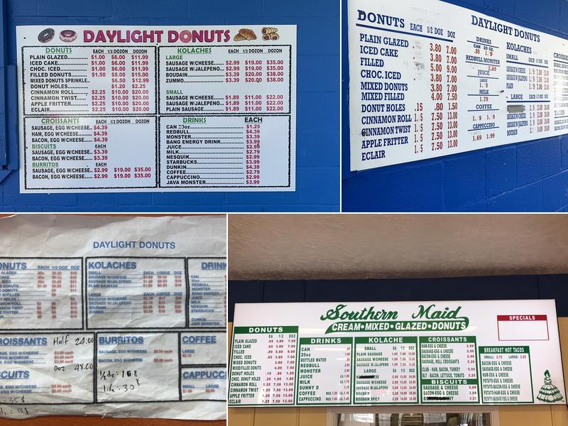 Daylight Donuts Menu
