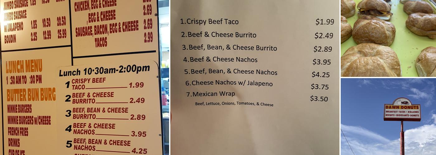 Dawn Donuts Menu
