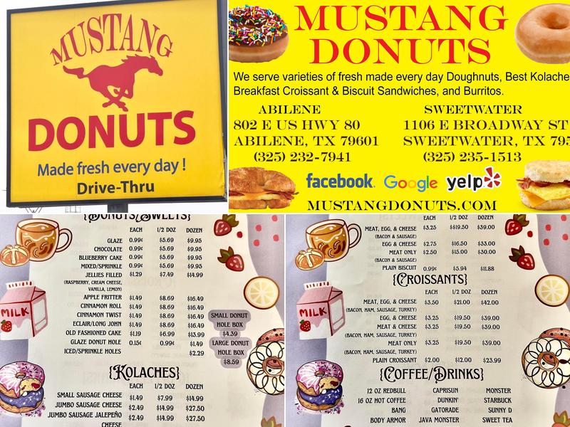 Mustang Donuts Menu