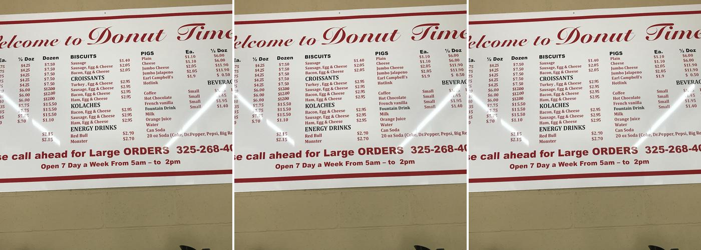 Donut Time Menu