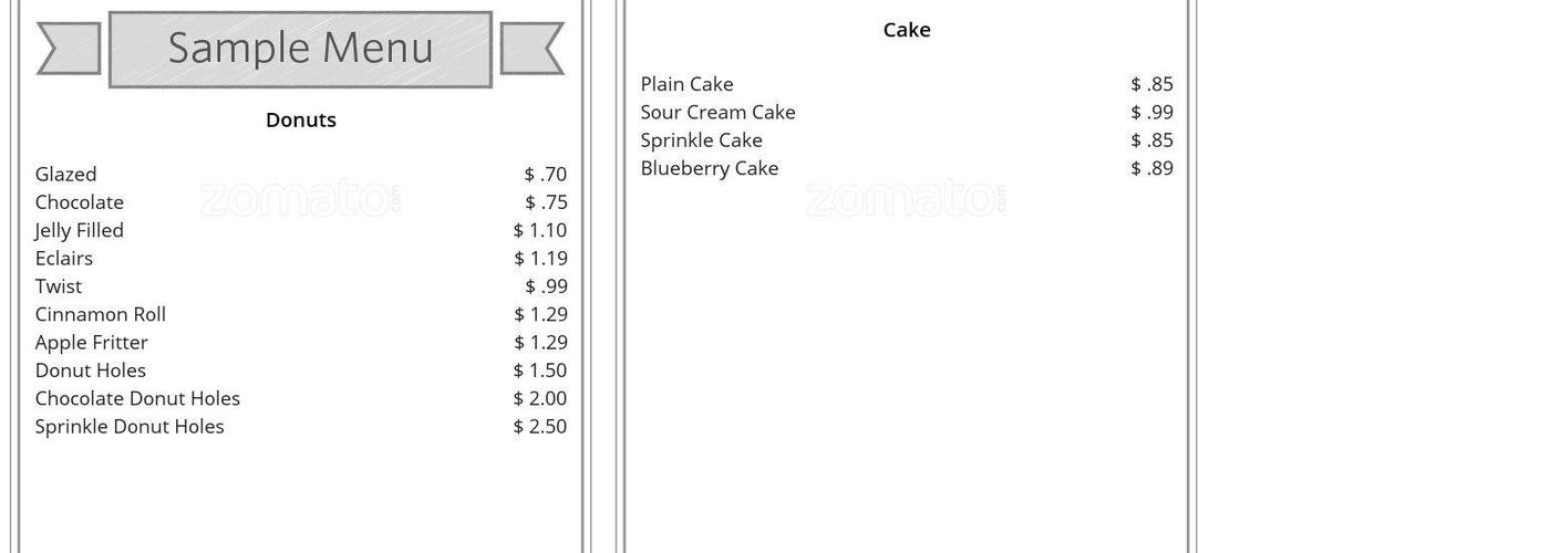 Sonny Donuts Menu