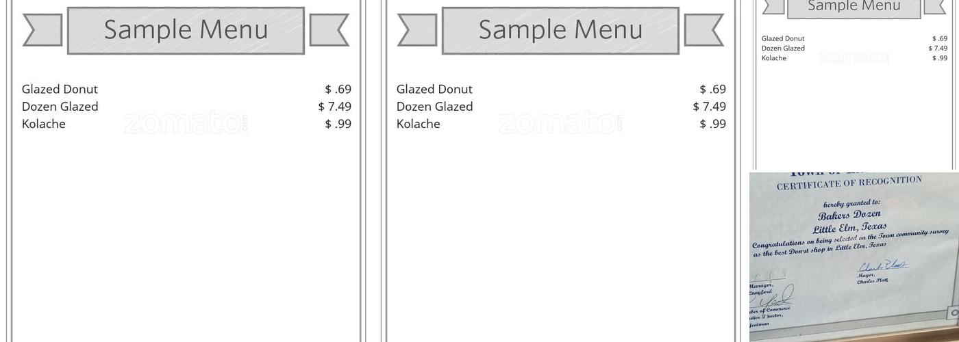 Heather's Bakers Dozen Donuts Menu