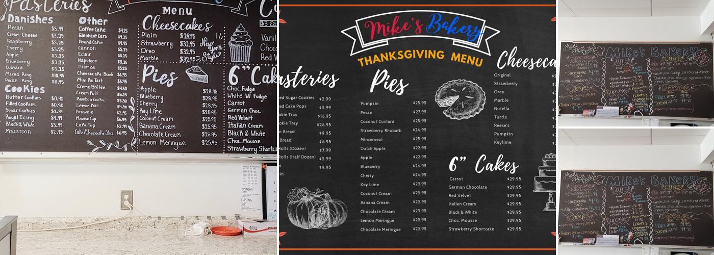 Mike’s Bakery Menu