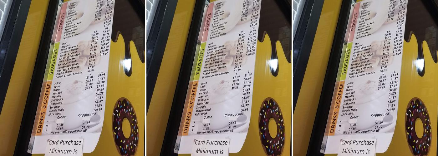 D's Donuts Menu