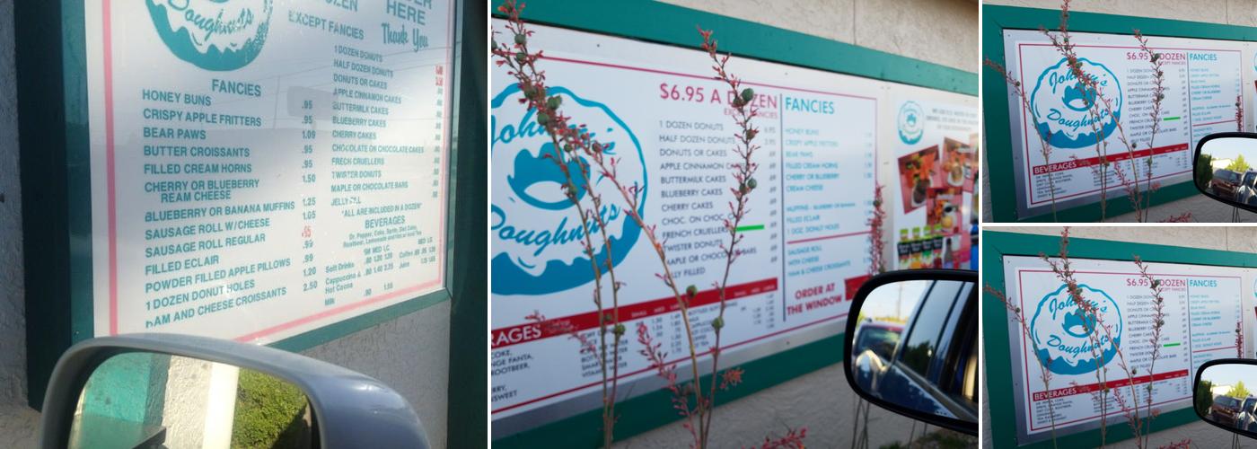 Johnny's Doughnuts Menu