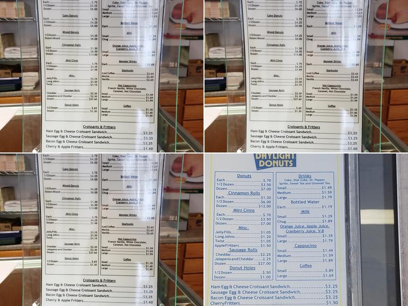 Daylight Donuts Menu