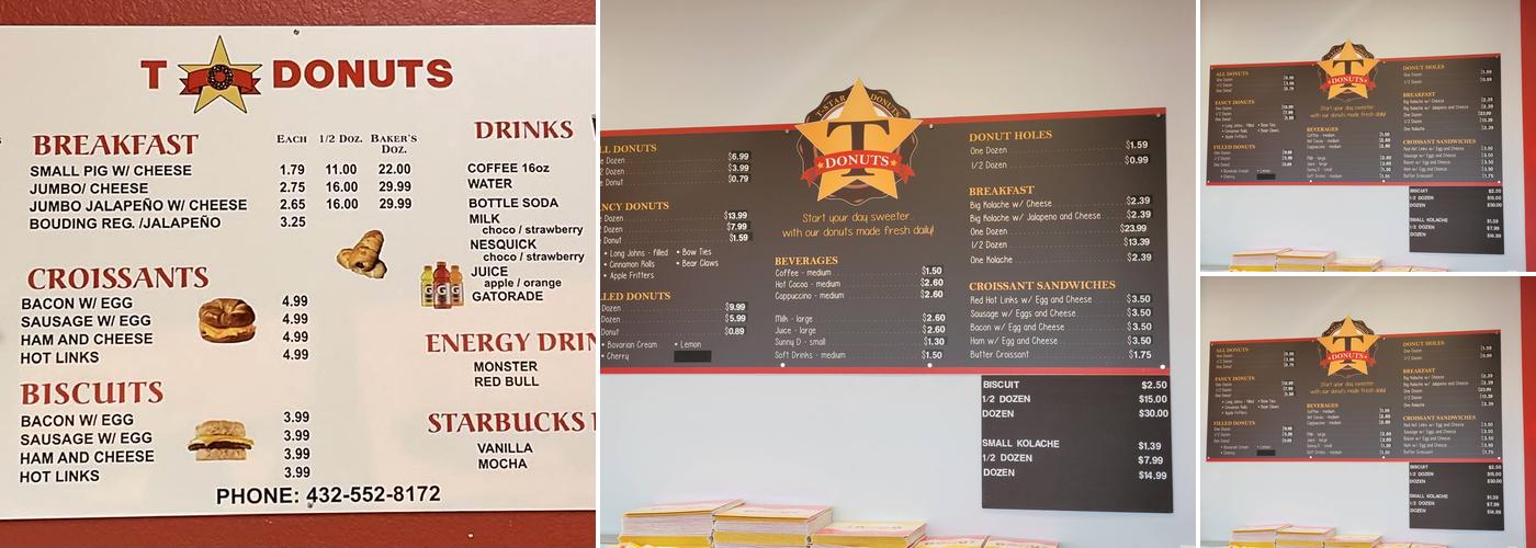 T-Star Donuts Menu