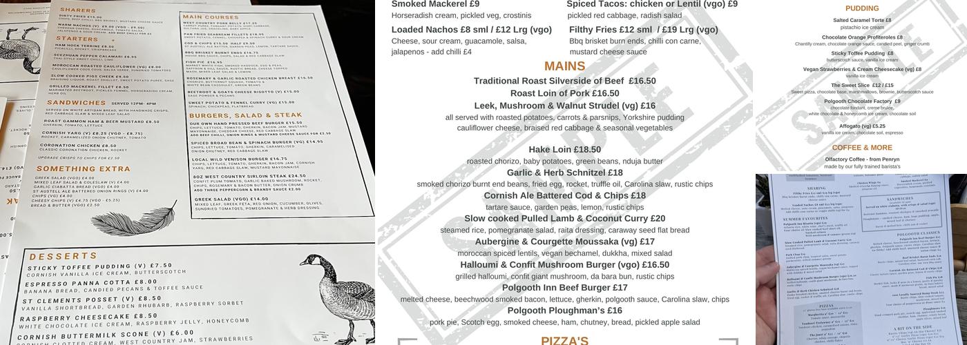 Polgooth Inn Menu