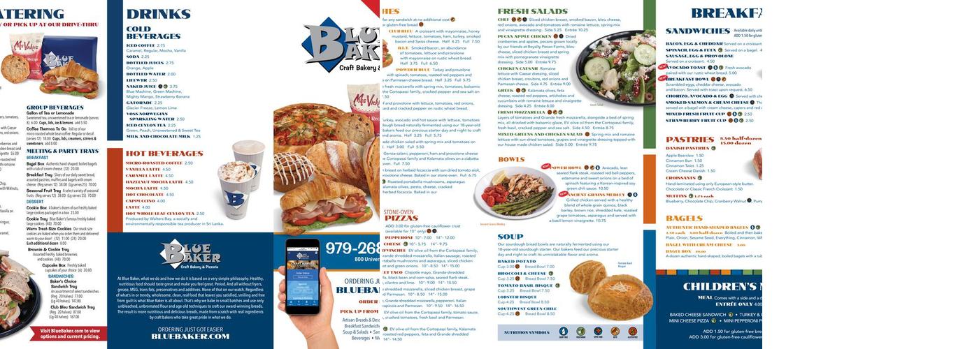 Blue Baker Menu