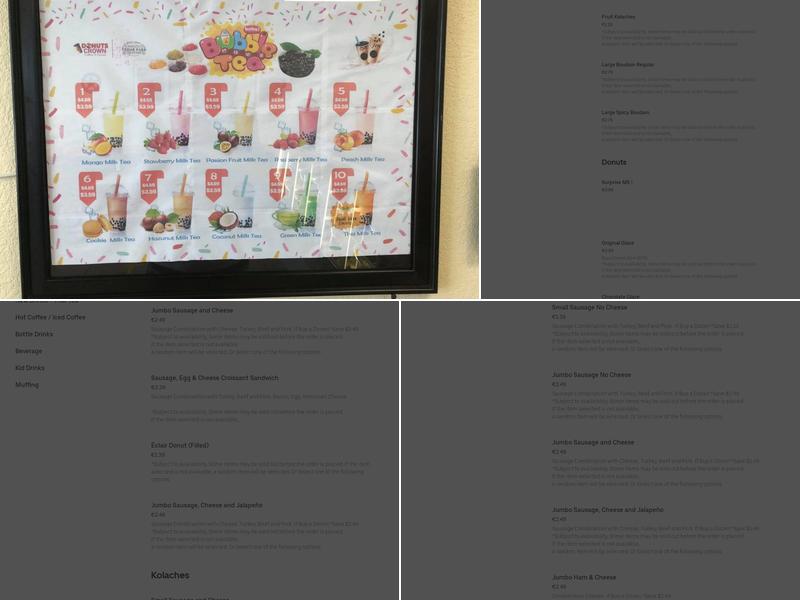 Donuts Crown Menu
