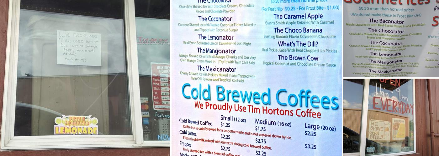 Frost Bites Shaved Ice Menu