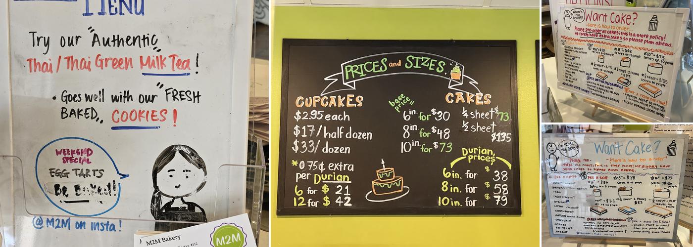 M2M Bakery Menu