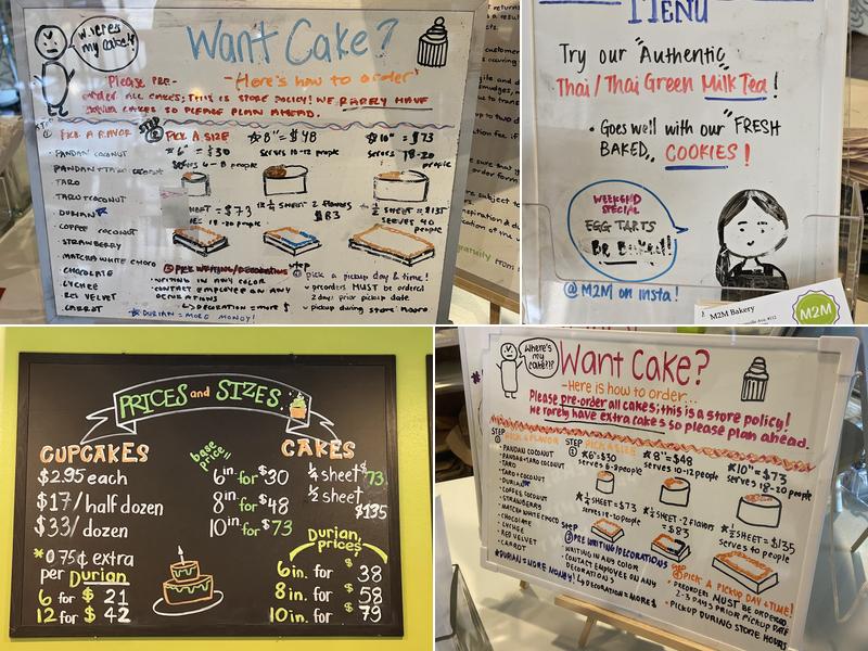 M2M Bakery Menu