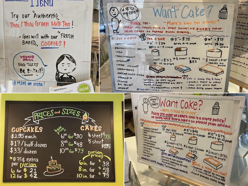 M2M Bakery Menu