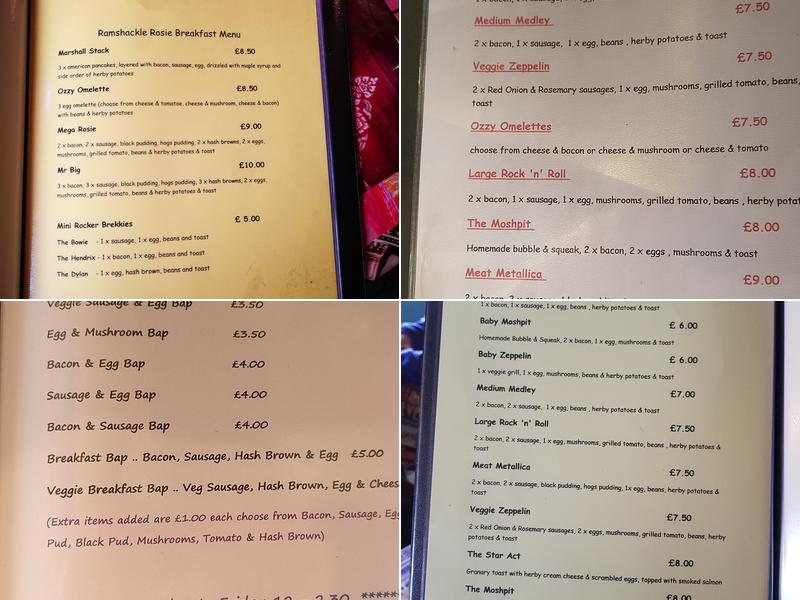 Ramshackle Rosie Menu