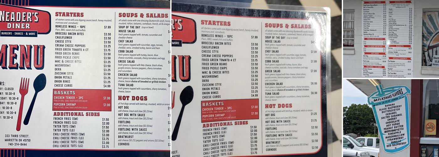 Neader's Diner Menu