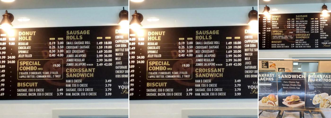 Lakeside Donuts Menu