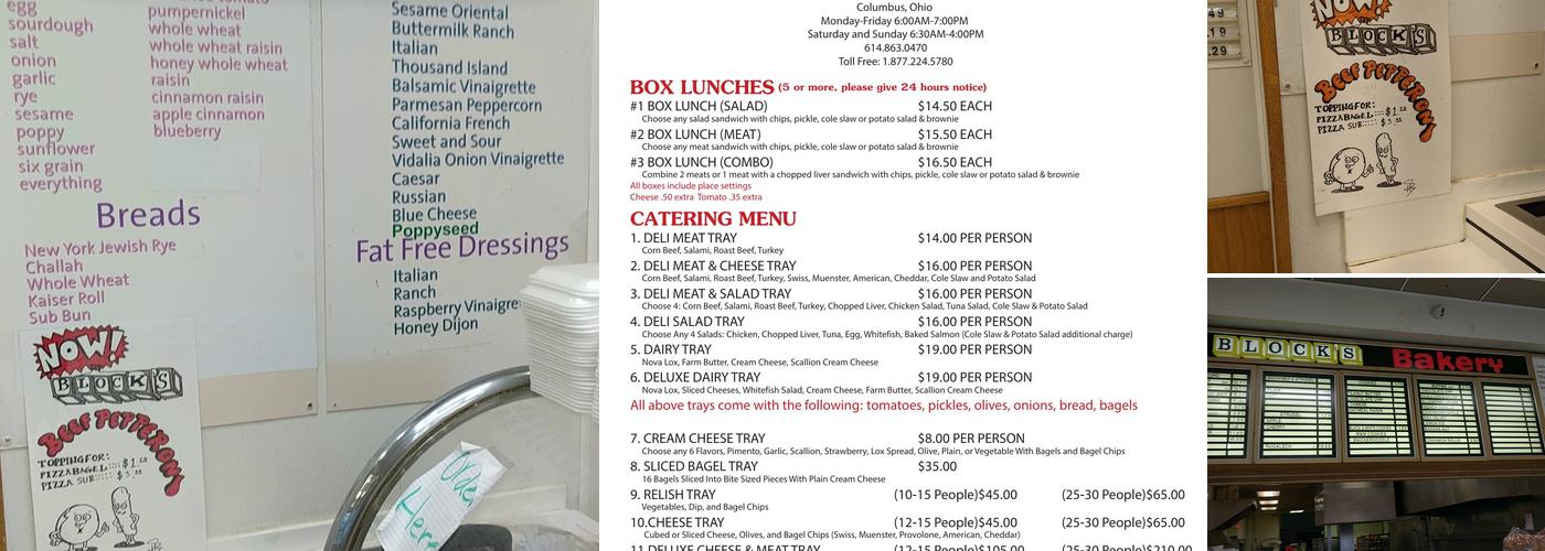 Block's Bagels Menu