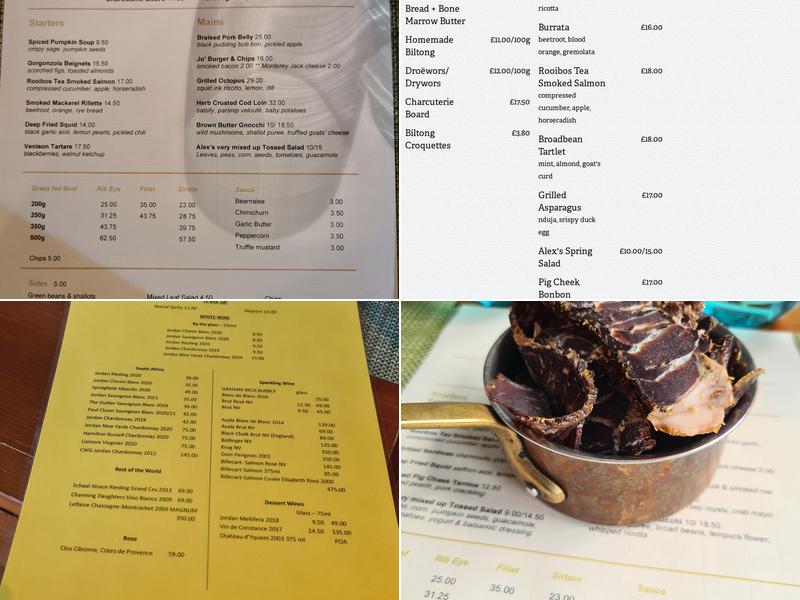 High Timber Restaurant Menu