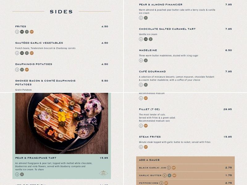 Côte Royal Festival Hall Menu