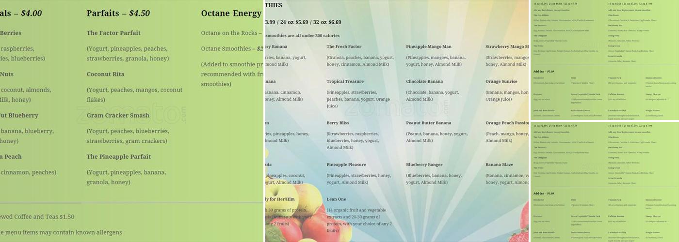 The Fresh Factor Menu