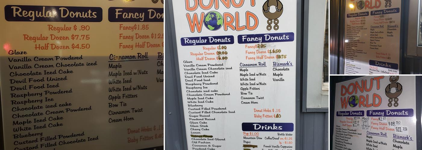 Donut World Menu