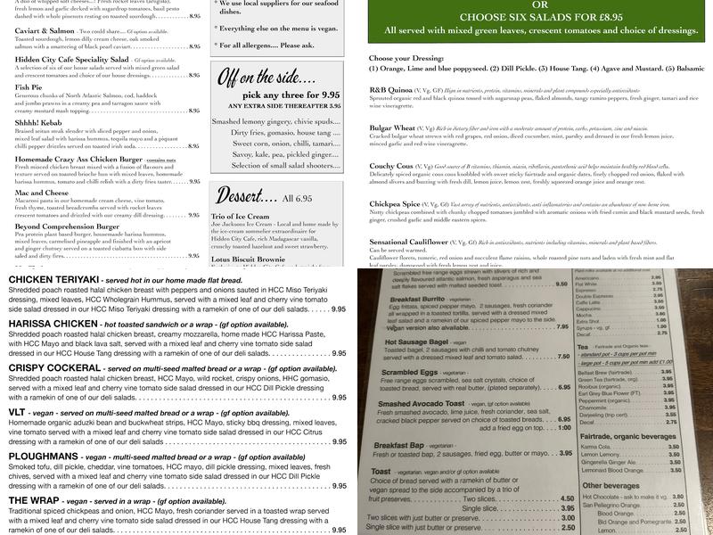 Hidden City Cafe Menu