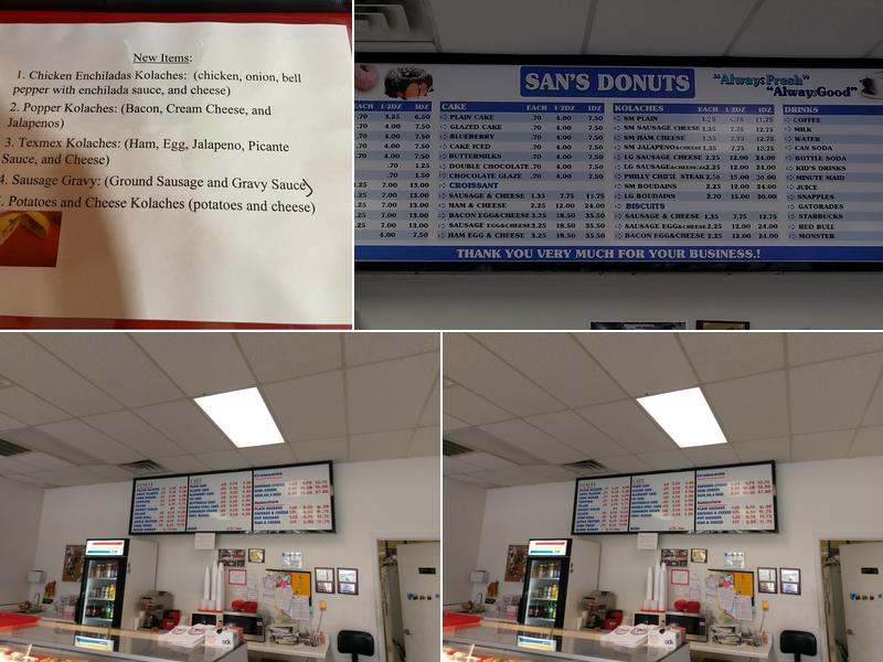 San's Donuts Menu