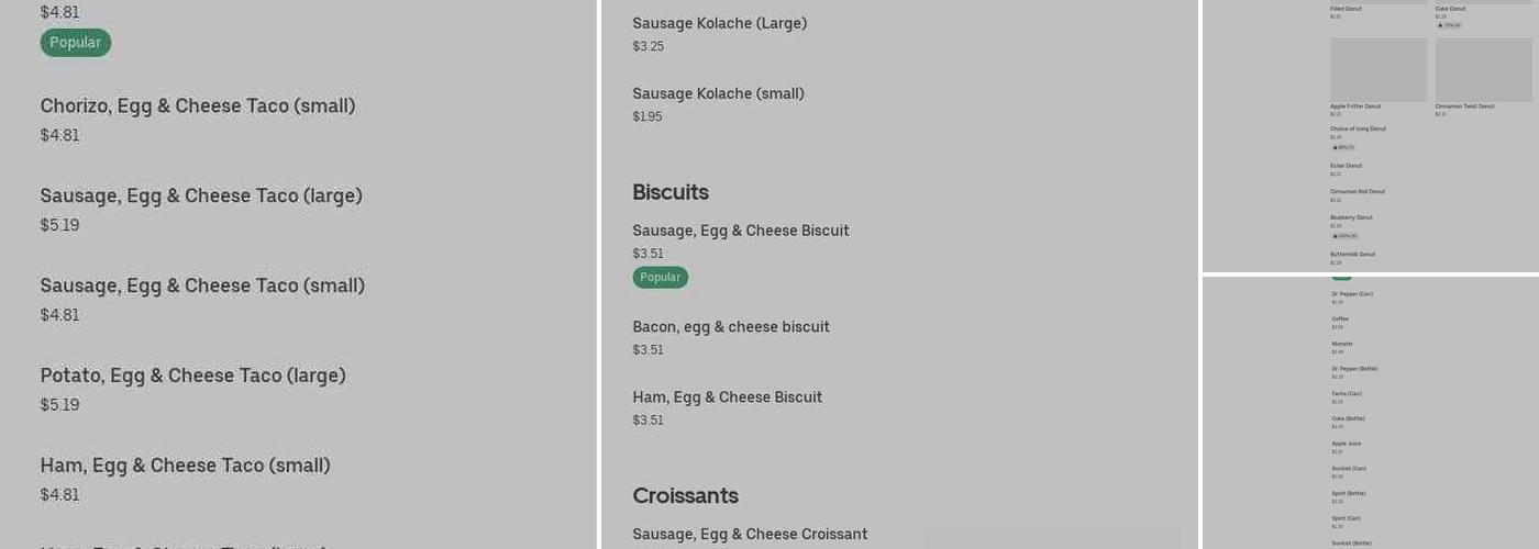 Kristin Donuts Menu