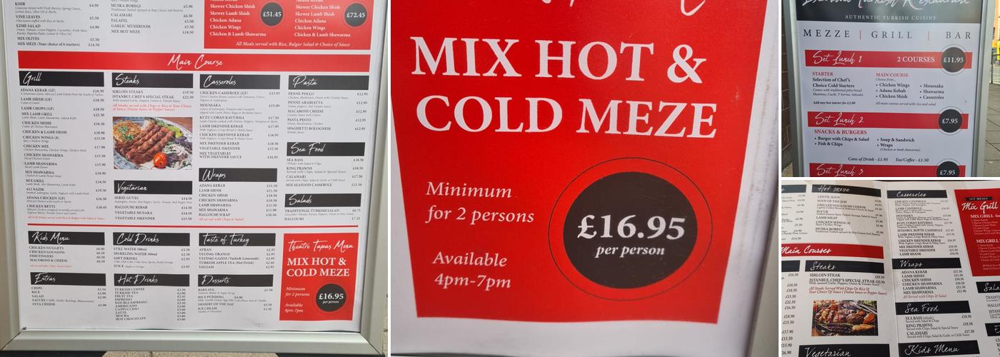 Istanbul Turkish Restaurant Menu