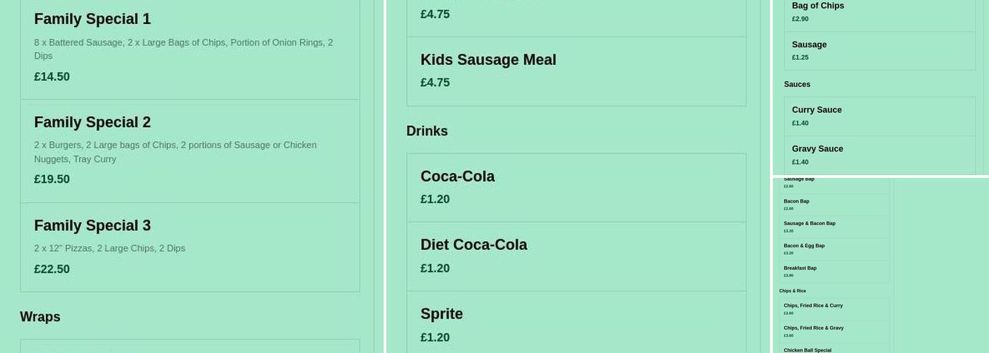 Barrs Traditional Takeaway Menu