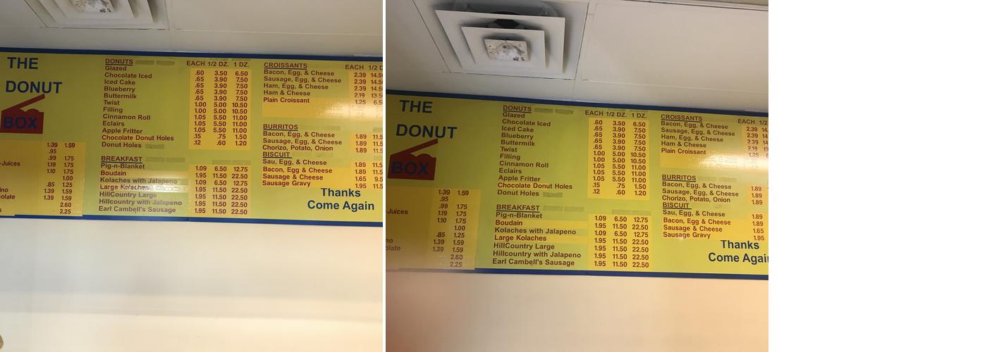 Donut Box Menu
