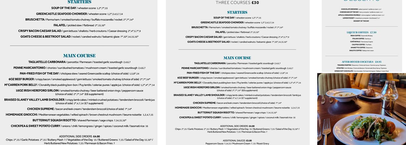 Caterina’s Bistro, Da Vinci's Hotel Menu