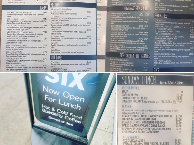 SIX To Go Menu