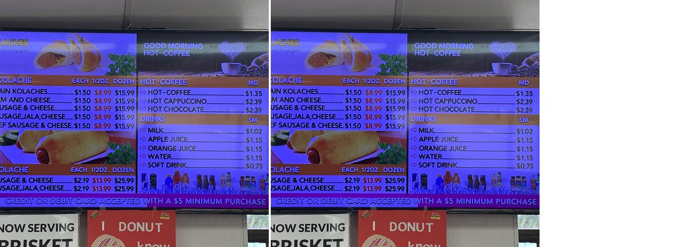 Bakery Donuts Menu