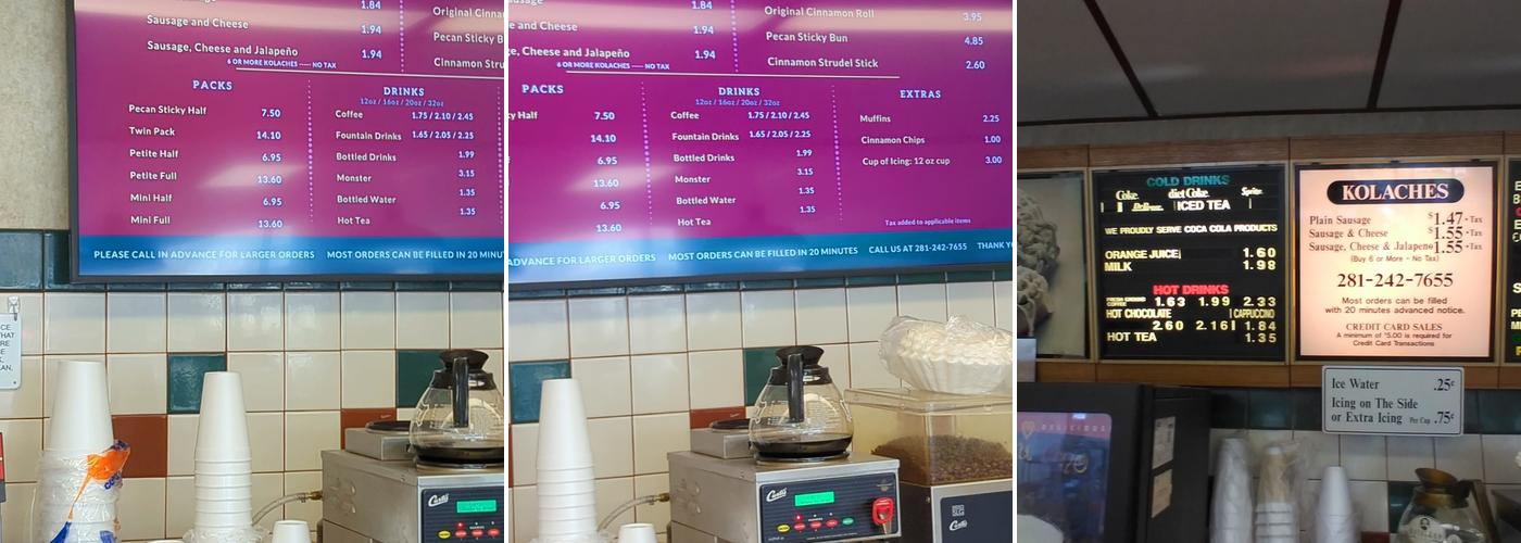 Cinnamon's Bakery Menu