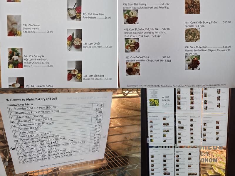 Alpha Bakery & Deli Menu