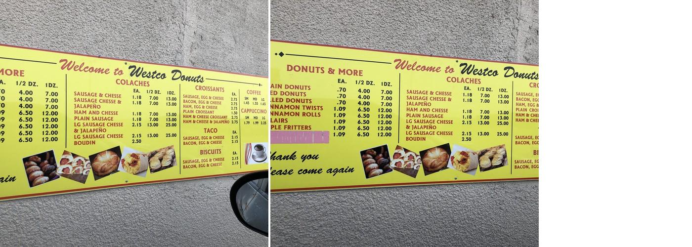 Westco Donuts Menu