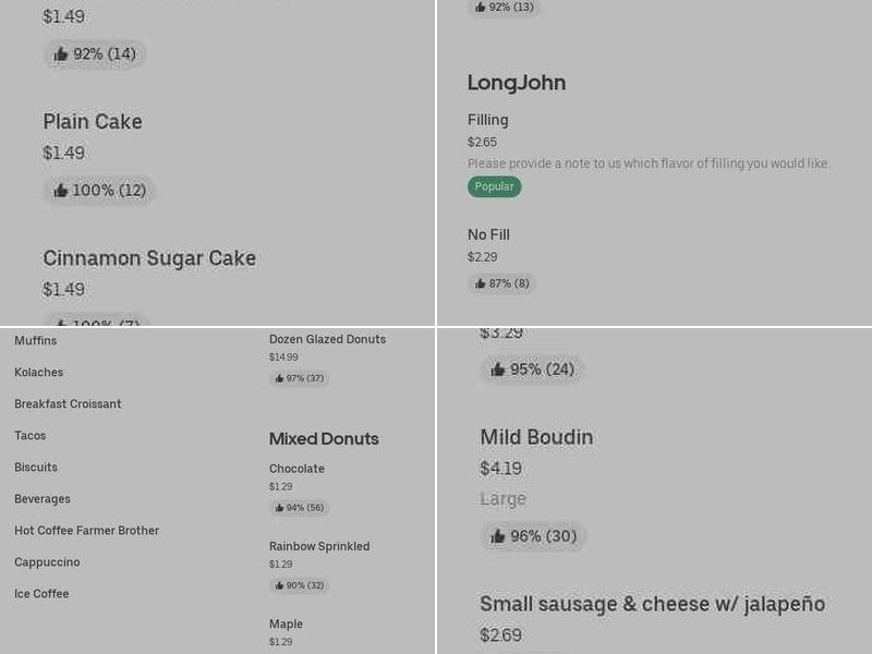Southern Maid Donuts Menu