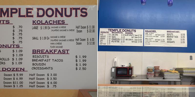 Temple donuts Menu