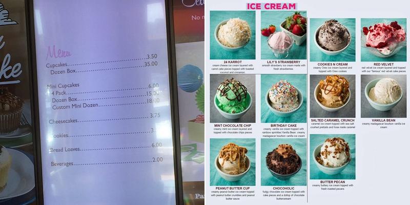 Gigi's Cupcakes Menu